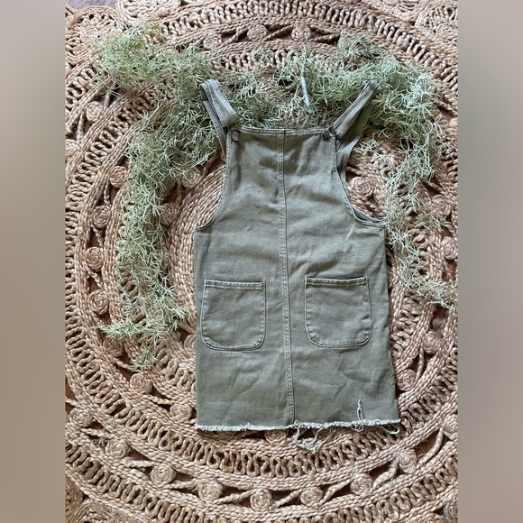 Olive Green Overalls Dress - Picture 6 of 10